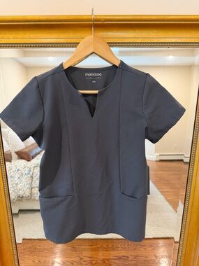 Mandala Charcoal Short Sleeve Scrub Top